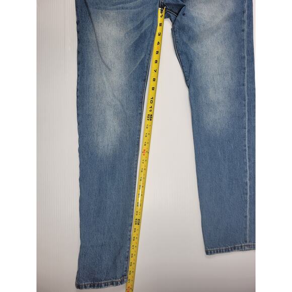 mnml Paisley Print‎ Blue Denim Mens 32 Slim Straight Western Jeans - Picture 6 of 8